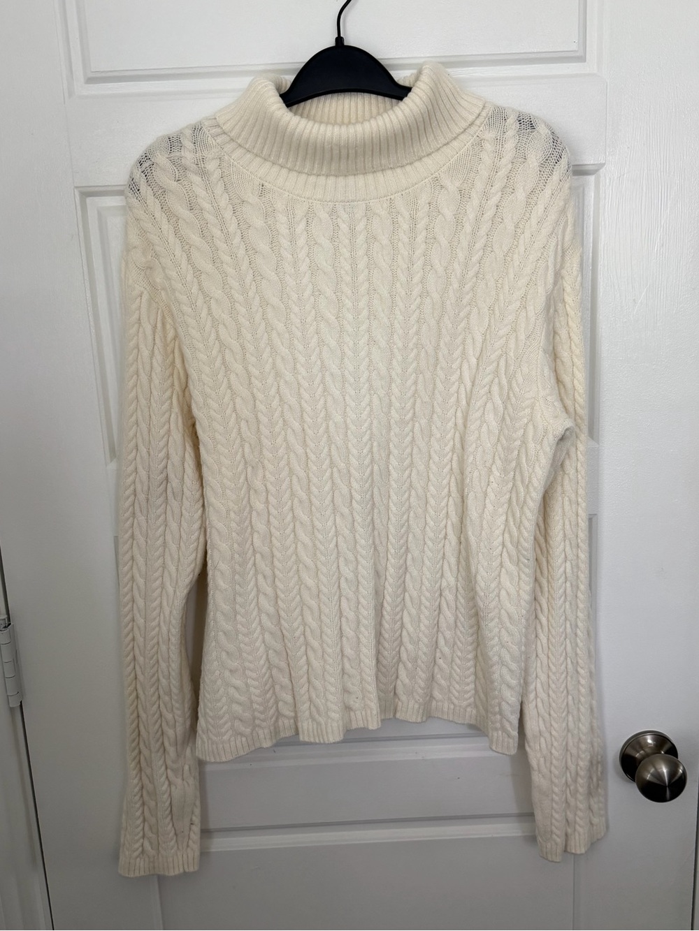 Women's Cream Cable Turtleneck Sweater